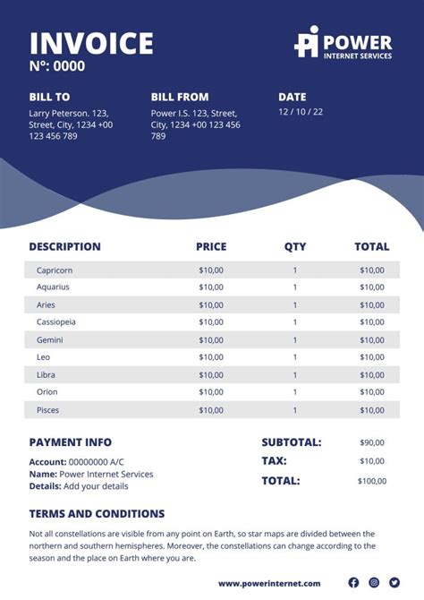 Internet Bill Template