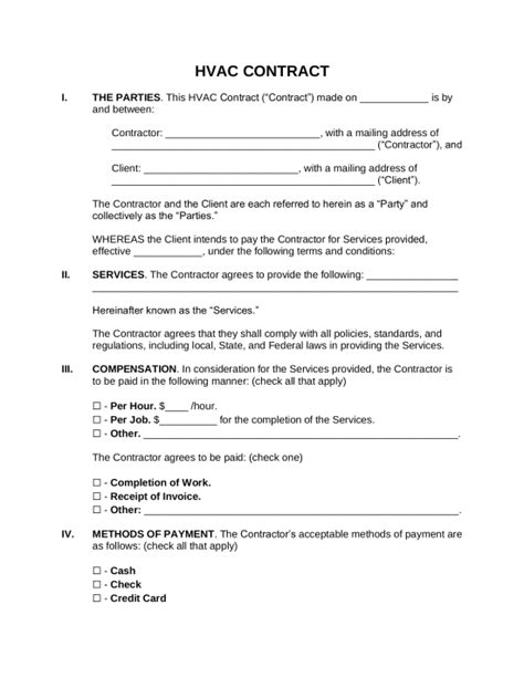 Introduction to HVAC Contract Templates