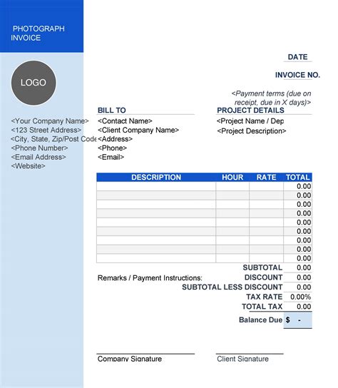 Invoice Template for Photographers