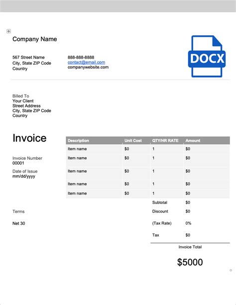 invoice template tips