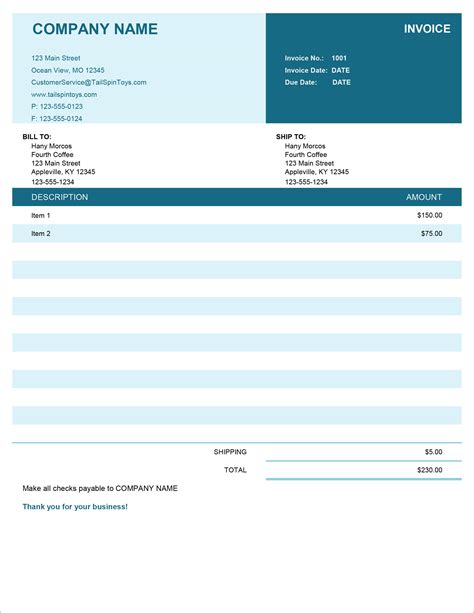 Invoice Templates Microsoft Word