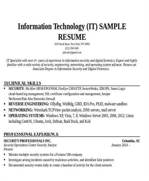 IT Resume Template