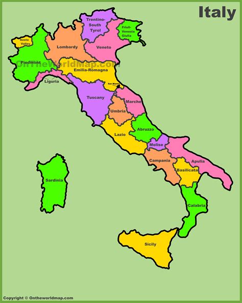 Italy Regions Map