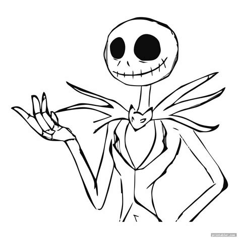 Jack Skellington coloring page with digital art style