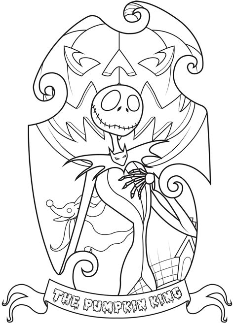 Jack Skellington coloring page with abstract patterns