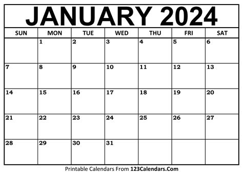 January Calendar Templates