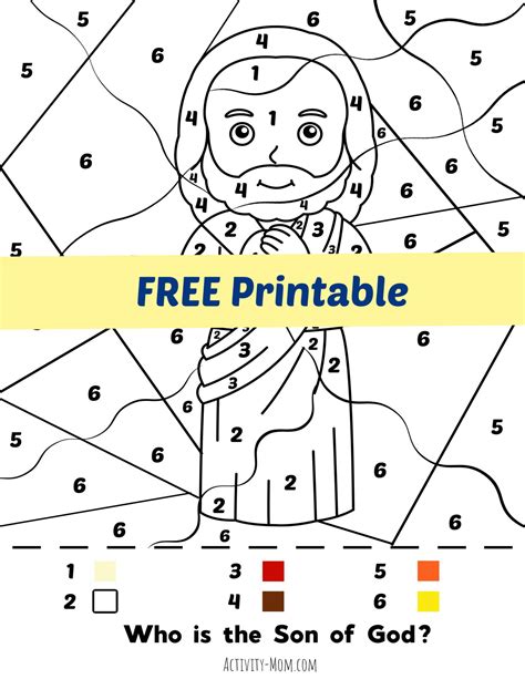 Jesus Color By Number Printables for Different Ages