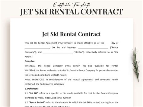 Jet Ski Rental Agreement Template