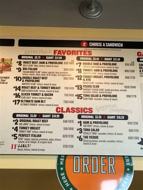 Jimmy John's Menu Board