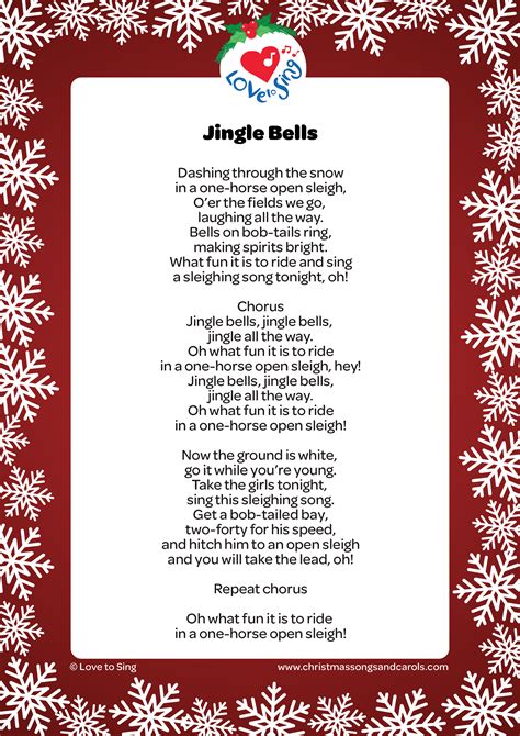 Jingle Bells Lyrics Print