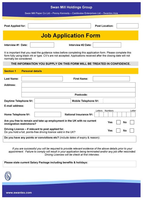 Job Application Template Examples Industries