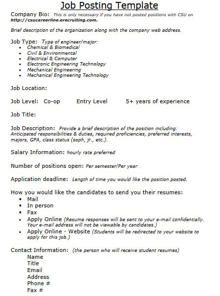 Job Posting Template Sample