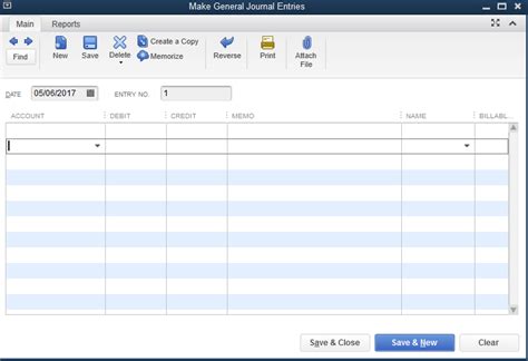 Journal Entry Template QuickBooks