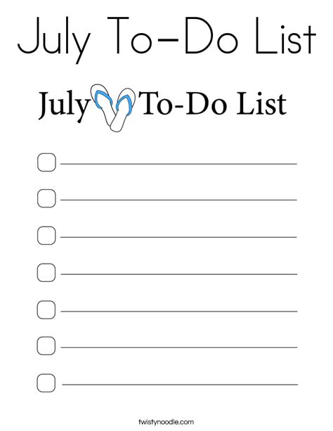 July To-Do List Template