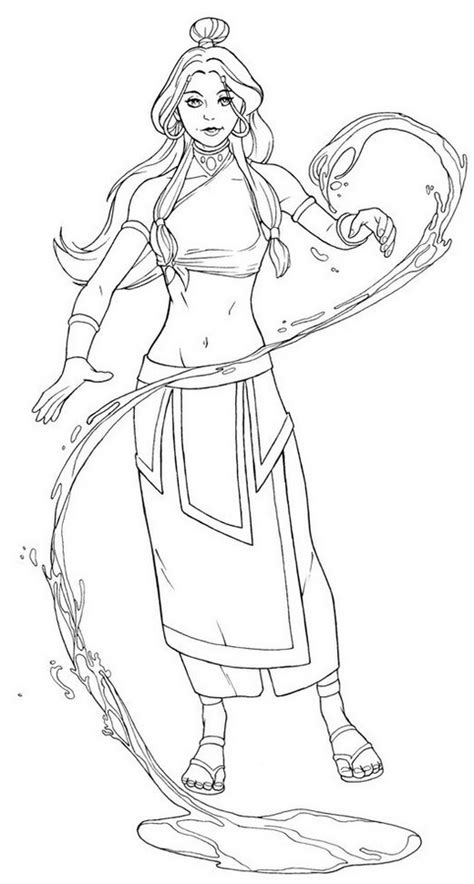 Katara Waterbender Coloring Page