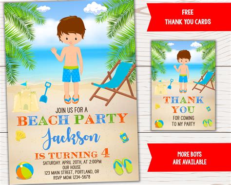 Kids Beach Party Invitation