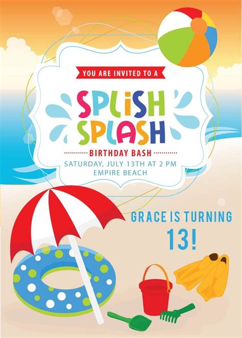 Kids Beach Party Invitation Ideas