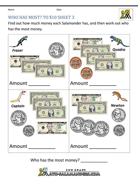 Kids money worksheets