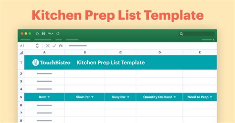 Kitchen Prep List Template for Experienced Cooks