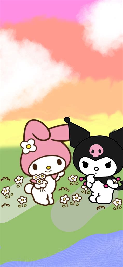 Kuromi and My Melody by the river