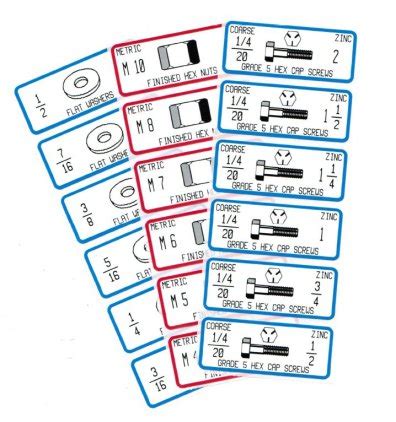 Label templates for nuts and bolts