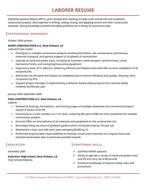 Labor Resume Tips Image