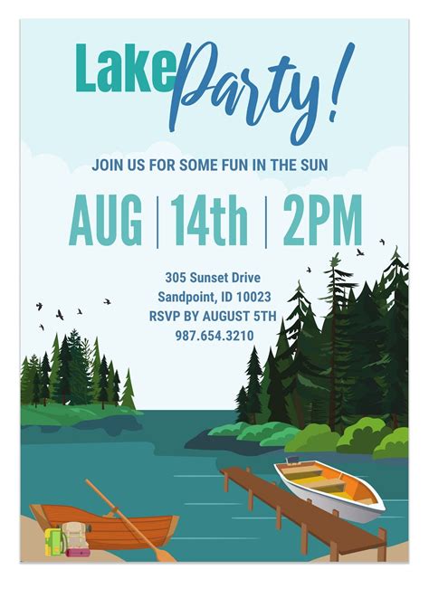 Lake party invitation templates