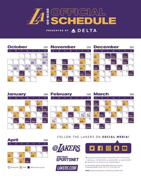 Lakers Schedule Overview