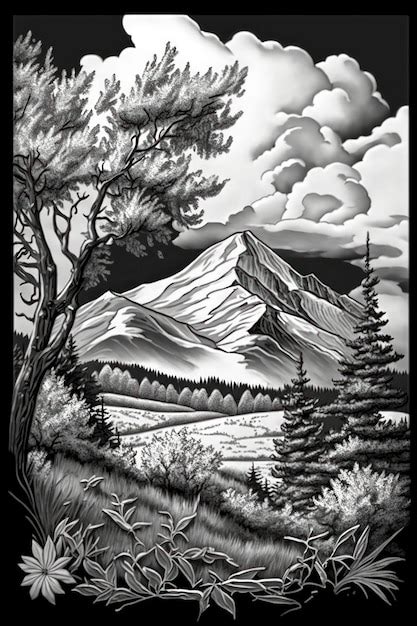 Landscape Grayscale Coloring Pages