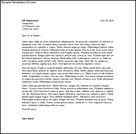 LaTeX Cover Letter Example 4