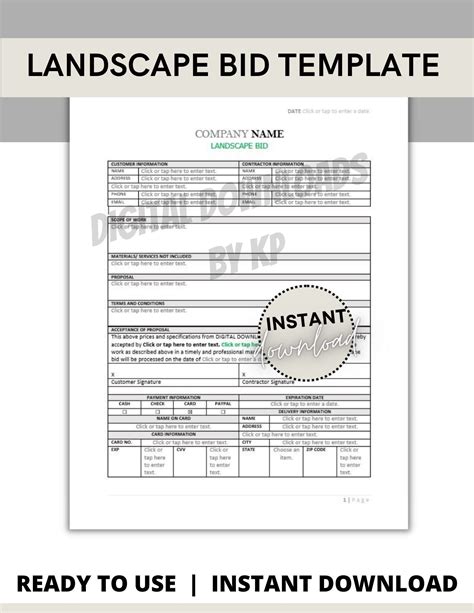 Lawn Care Bid Template Customization