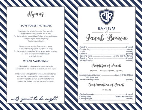 LDS Baptism Program Template Examples