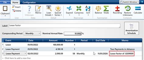 Lease calculation software