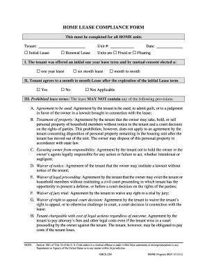 Lease compliance template