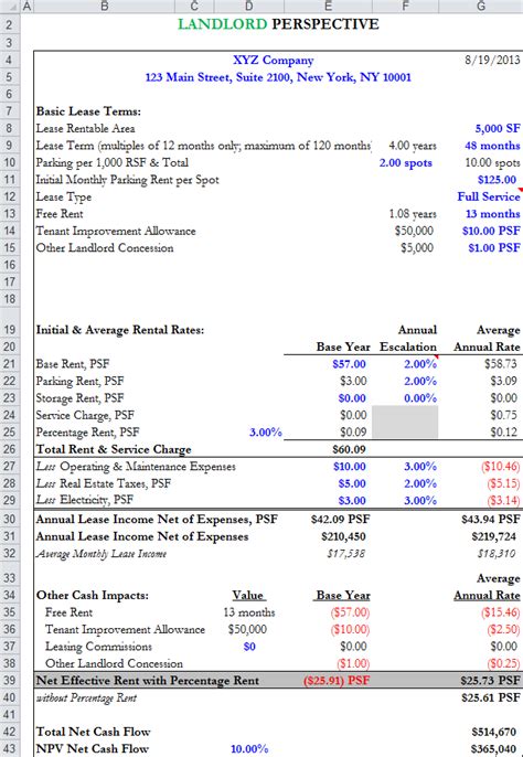 Lease Template Excel