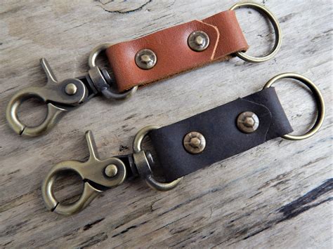 Leather keychain with rivets