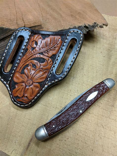 Leather pocket knife sheath