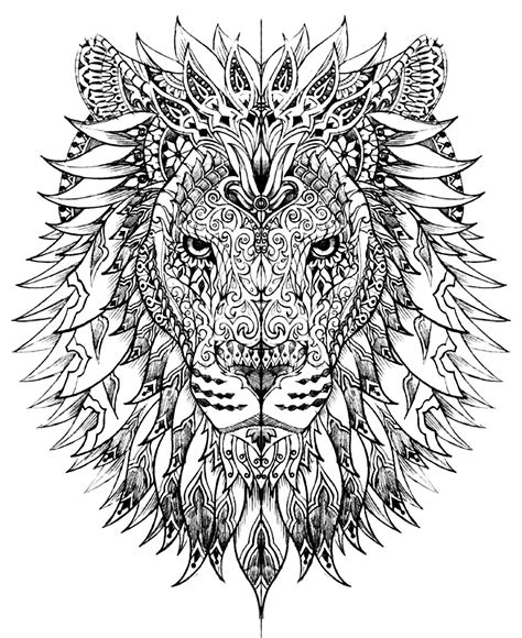 Lion coloring pages for adults