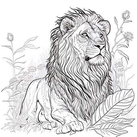 Lion coloring pages with realistic designs