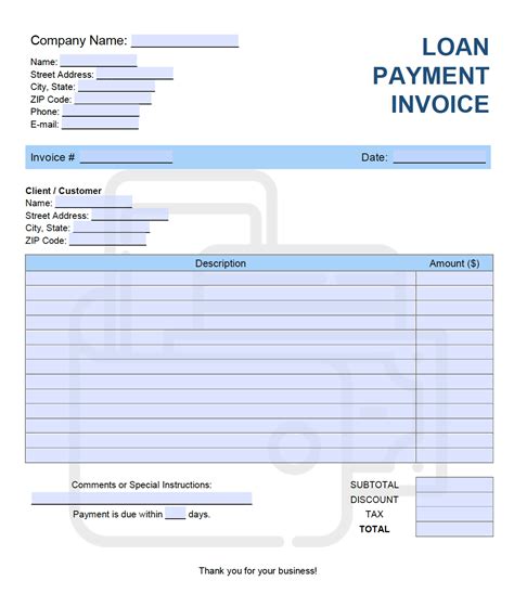 Loans Bill Template