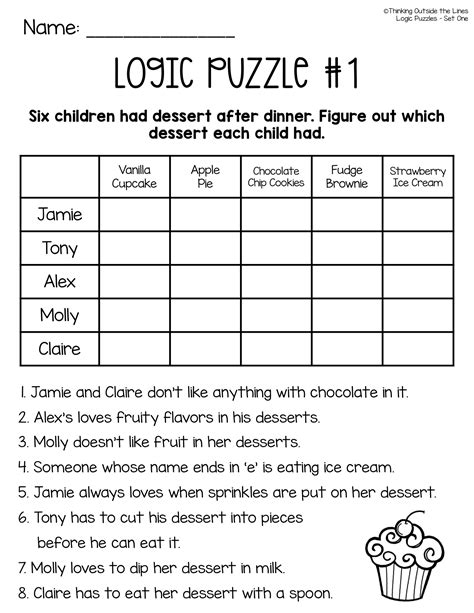 Logic Puzzle Worksheets