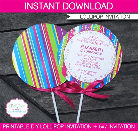 Lollipop Templates for Invitations