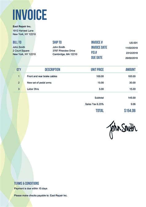 Description of Louisiana invoice templates