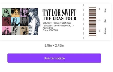 Lover's Era Ticket Template