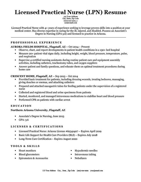 LPN Nurse Resume Examples