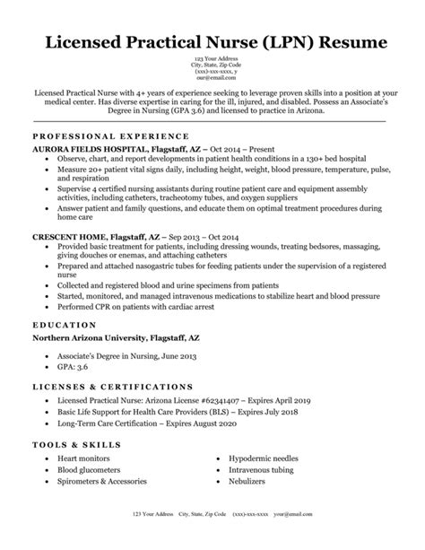 LPN Nurse Resume Template 3