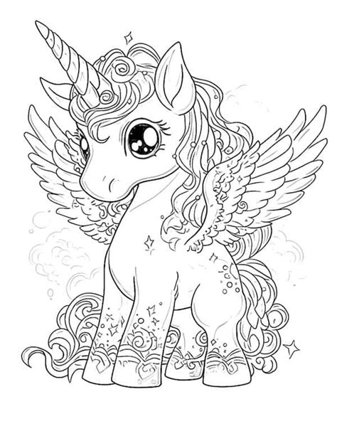 Magical unicorn coloring page