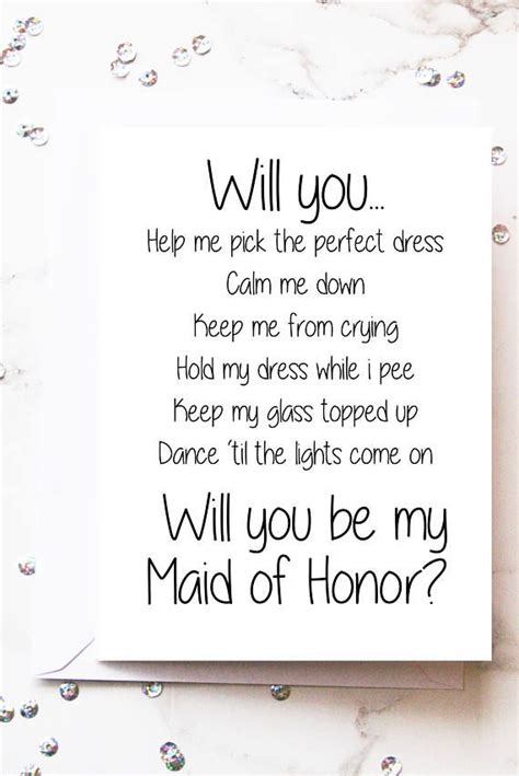 Maid of Honor Proposal Message Ideas