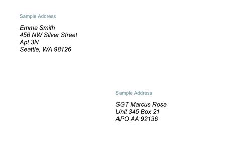 Mailing Address Template Sample