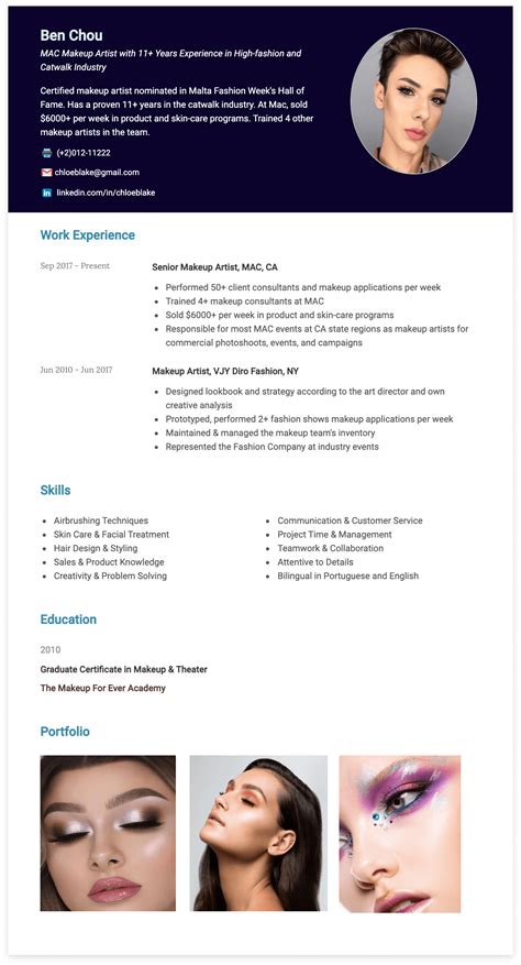 Makeup Resume Example 10